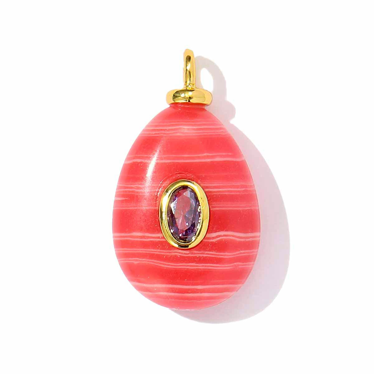 6pcs/pack Retro Copper Zircon Natural Stone Geometric Necklace Pendant Malachite DIY Earring Charm Women Waterdroop Jewelry