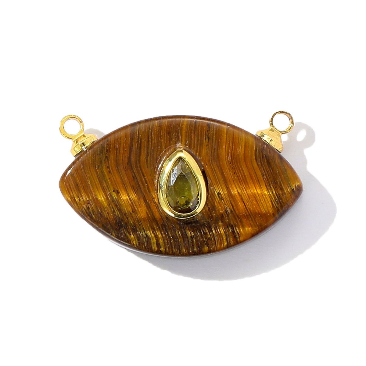 6pcs/pack Retro Copper Zircon Natural Tiger Eye Stone Necklace Pendant Malachite Round DIY Earring Charm Women Square Jewelry