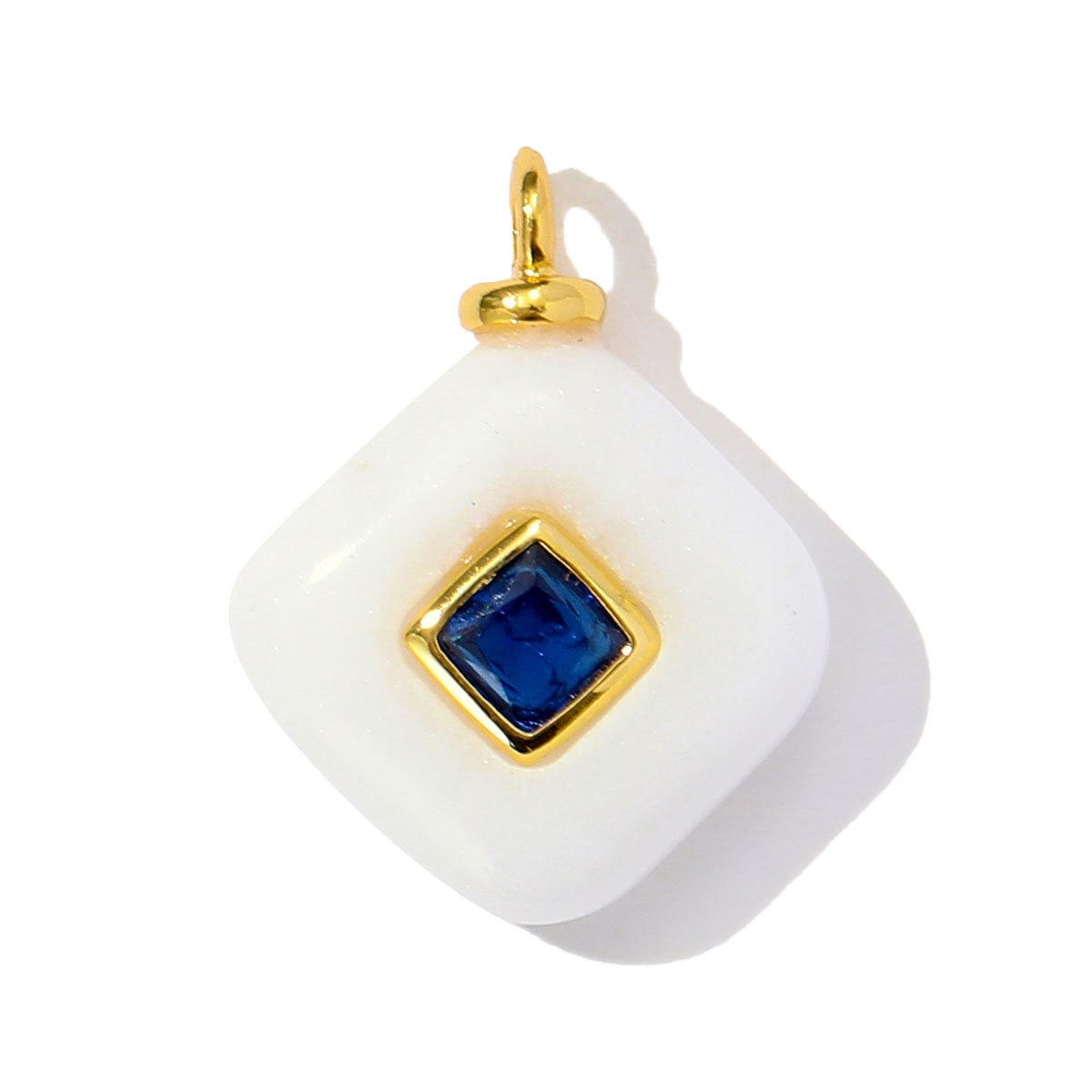6pcs/pack Retro Copper Zircon Natural Tiger Eye Stone Necklace Pendant Malachite Round DIY Earring Charm Women Square Jewelry