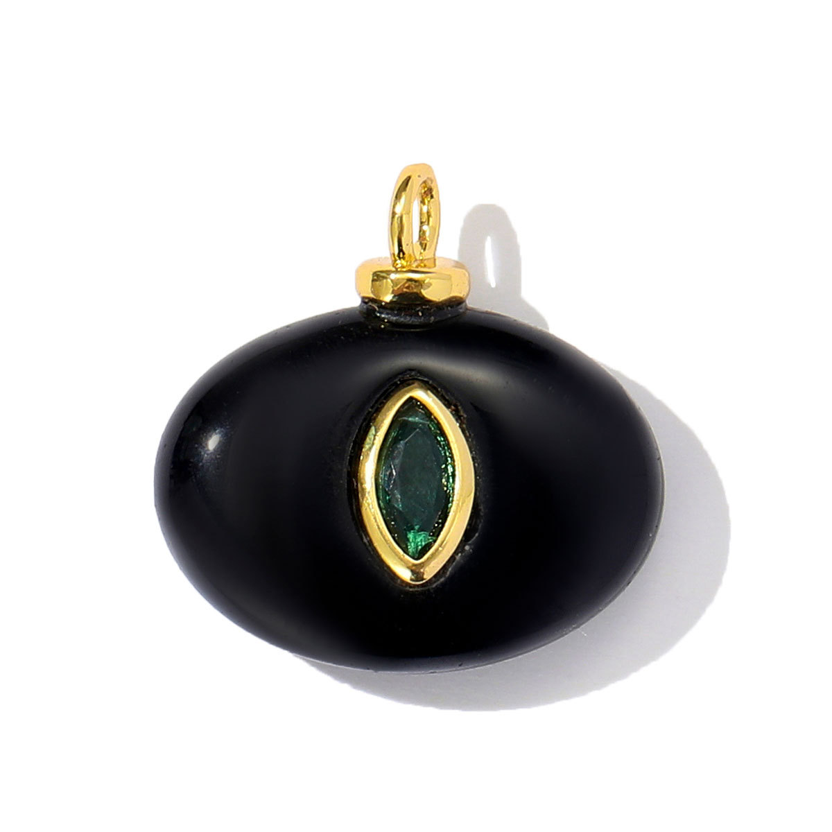 6pcs/pack Retro Copper Zircon Natural Tiger Eye Stone Necklace Pendant Malachite Round DIY Earring Charm Women Square Jewelry