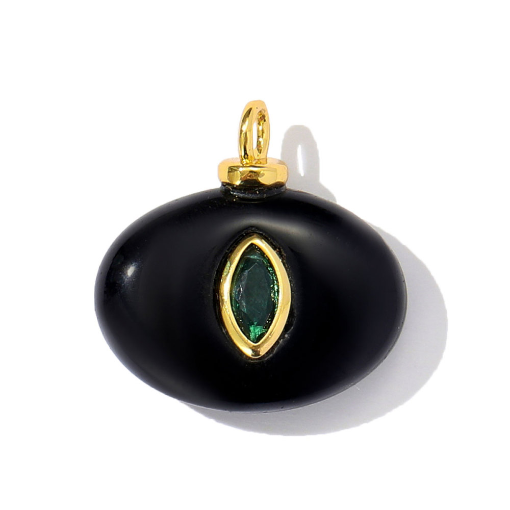 6pcs/pack Retro Copper Zircon Natural Tiger Eye Stone Necklace Pendant Malachite Round DIY Earring Charm Women Square Jewelry