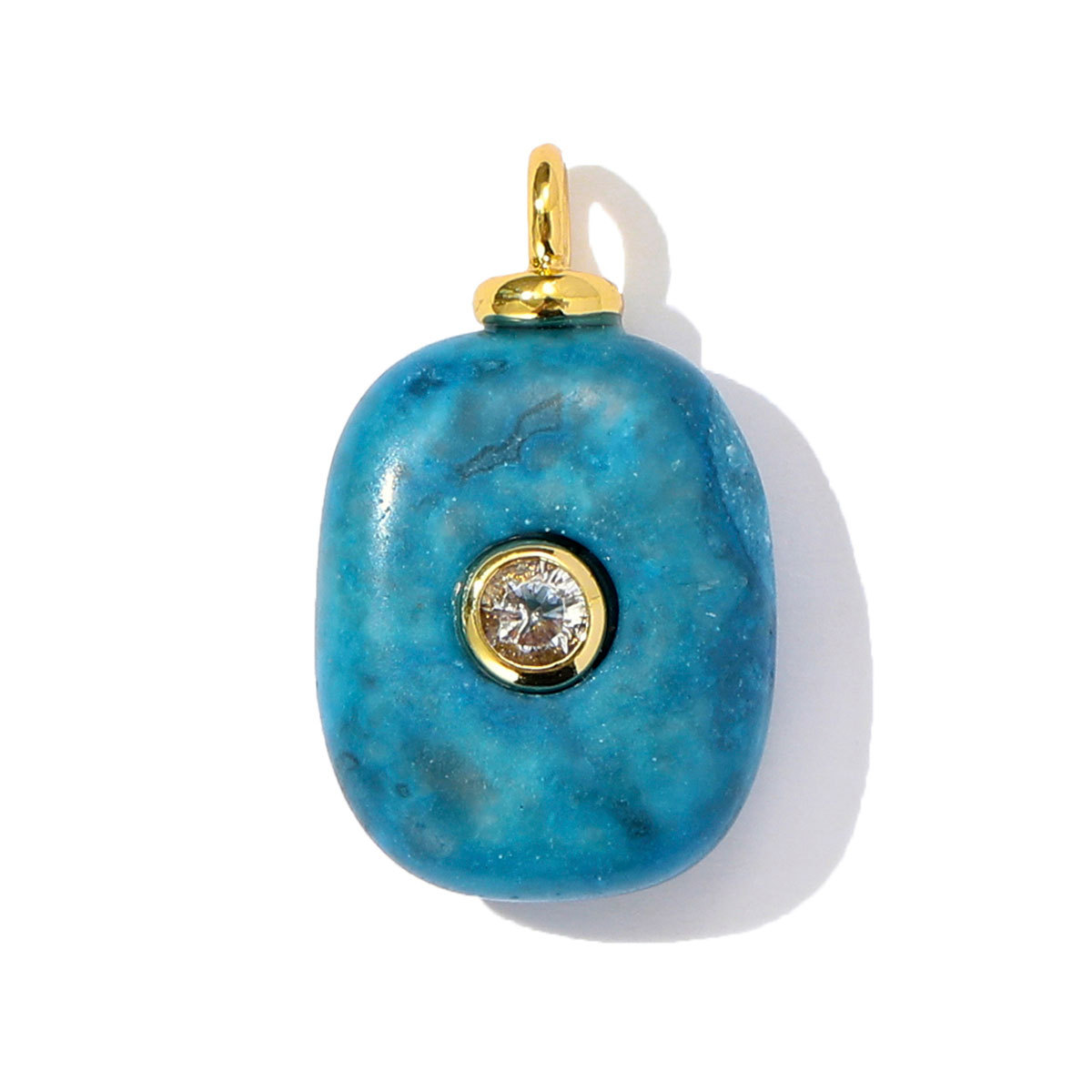 6pcs/pack Retro Copper Zircon Natural Tiger Eye Stone Necklace Pendant Malachite Round DIY Earring Charm Women Square Jewelry
