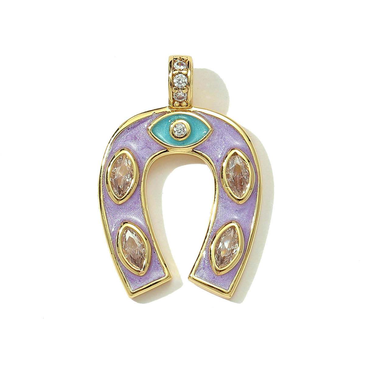 6pcs/pack Copper Micro Zodiac Horse Shoe Heart Necklace Pendant $100 Cross Clover DIY Bracelet Charms Women Yoga Jewelry