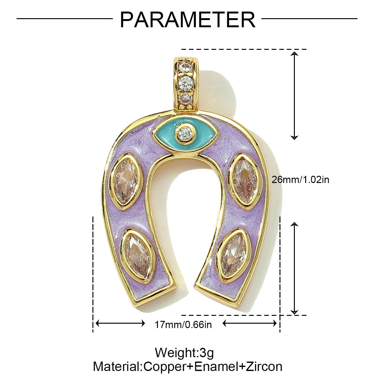 6pcs/pack Copper Micro Zodiac Horse Shoe Heart Necklace Pendant $100 Cross Clover DIY Bracelet Charms Women Yoga Jewelry