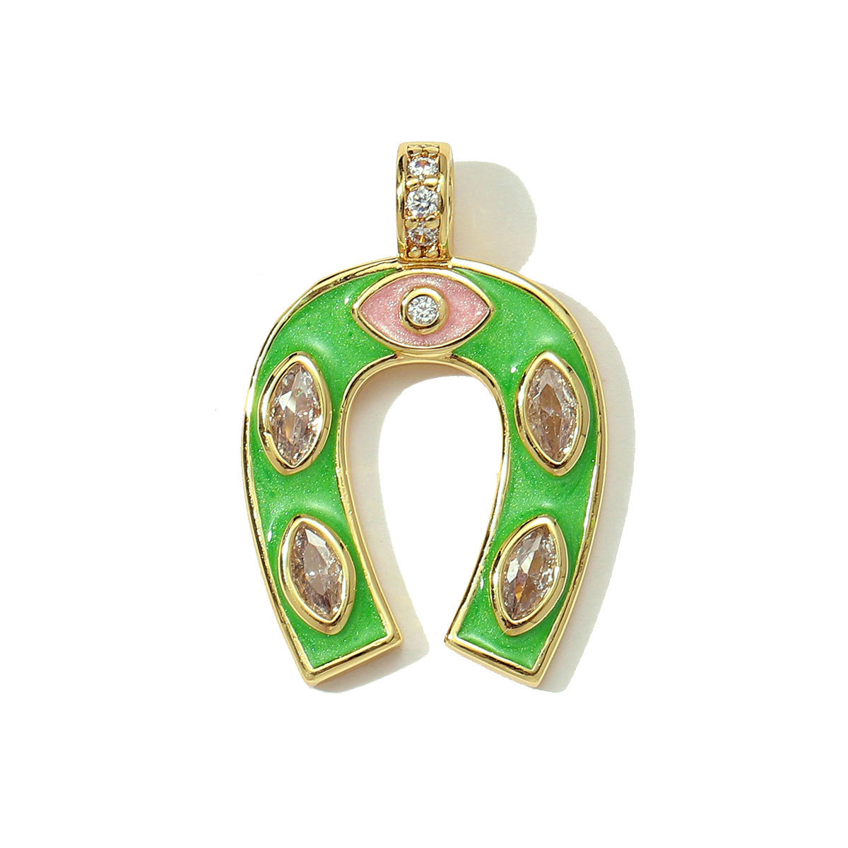 6pcs/pack Copper Micro Zodiac Horse Shoe Heart Necklace Pendant $100 Cross Clover DIY Bracelet Charms Women Yoga Jewelry