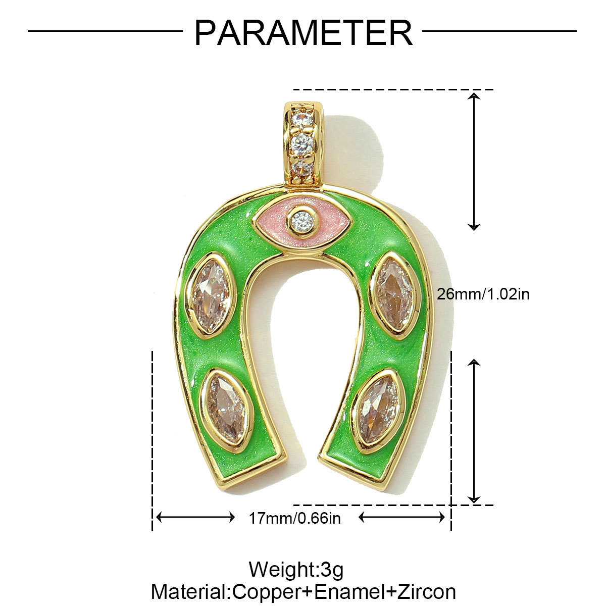 6pcs/pack Copper Micro Zodiac Horse Shoe Heart Necklace Pendant $100 Cross Clover DIY Bracelet Charms Women Yoga Jewelry