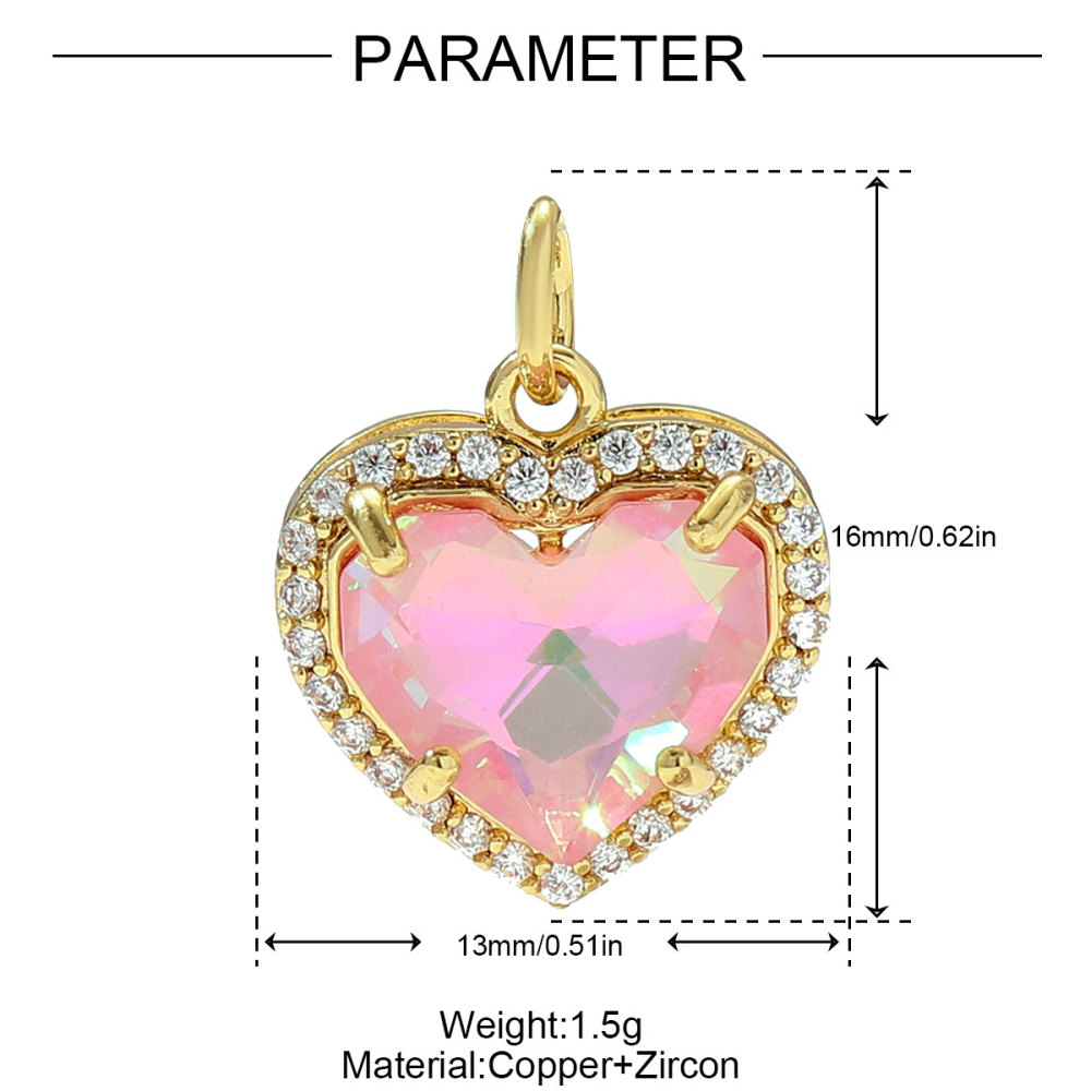 6pcs/pack Copper Micro Zodiac Horse Shoe Heart Necklace Pendant $100 Cross Clover DIY Bracelet Charms Women Yoga Jewelry