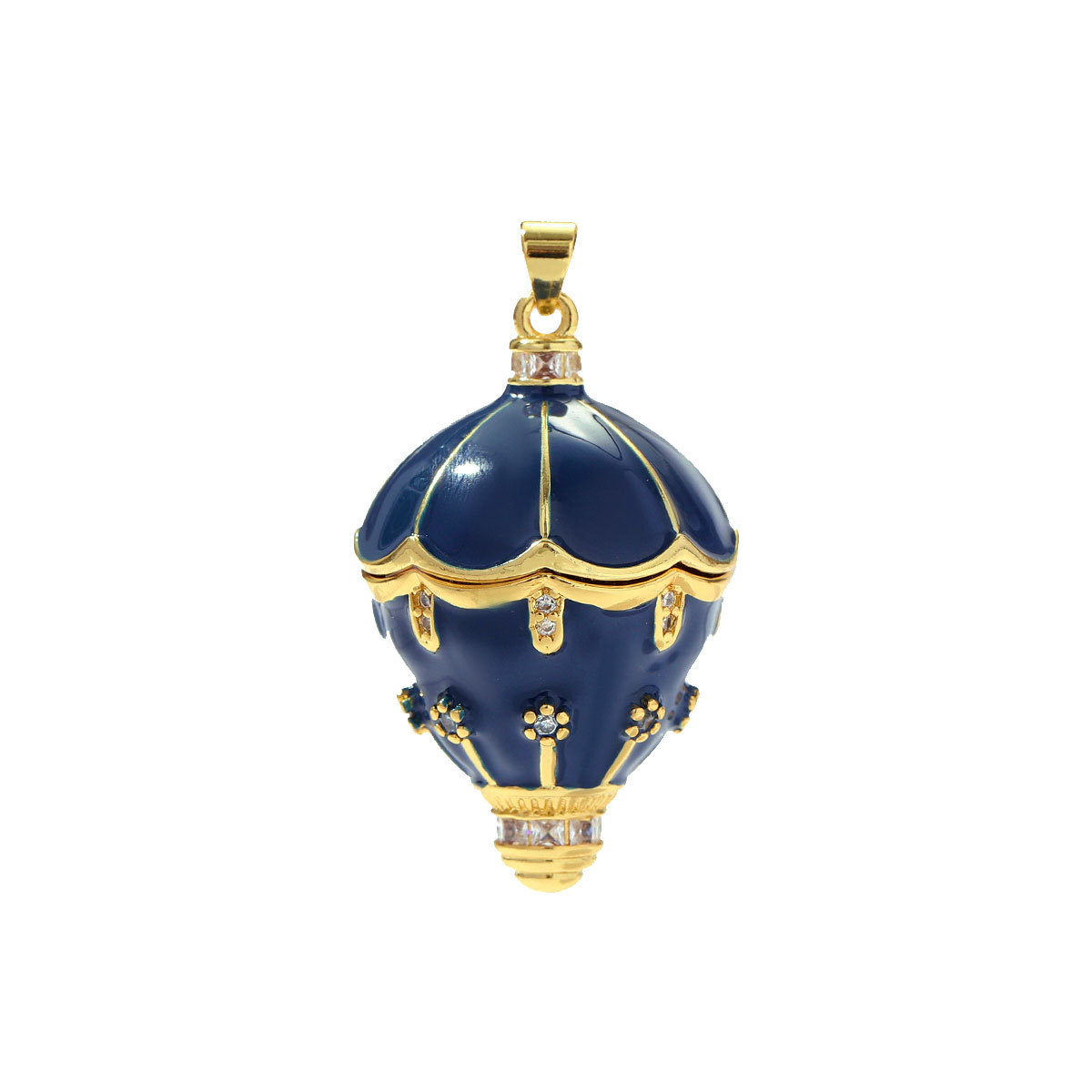 6pcs/pack French Romantic Turkey Hot-air Balloon Necklace Pendants Blue Copper Micro Zodiac DIY Charms Women Retro Jewelry