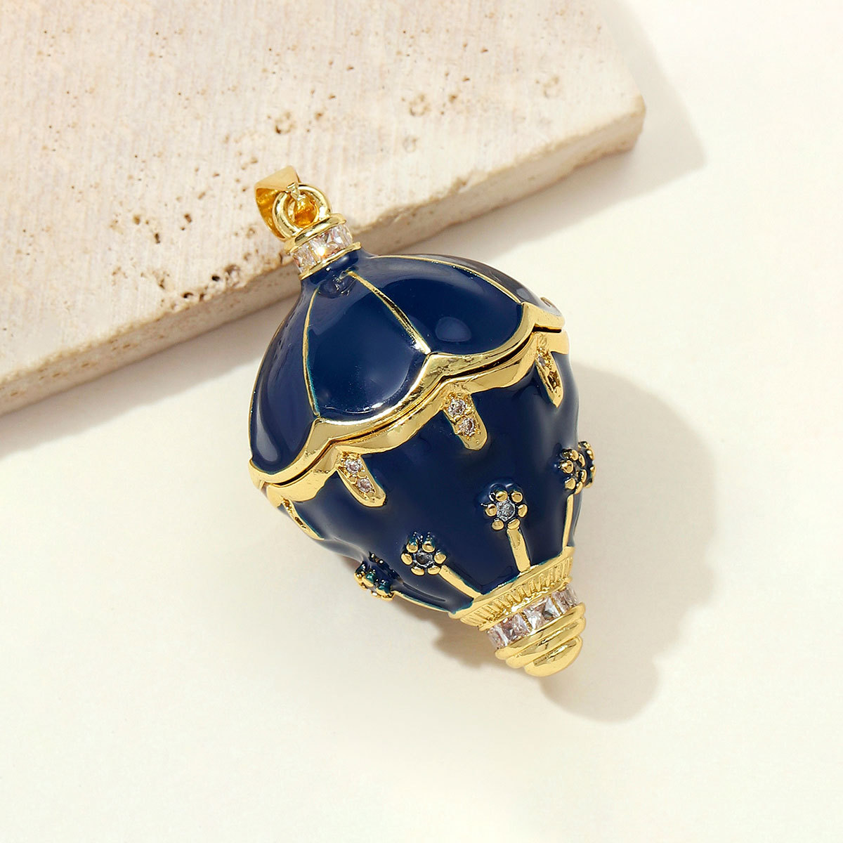 6pcs/pack French Romantic Turkey Hot-air Balloon Necklace Pendants Blue Copper Micro Zodiac DIY Charms Women Retro Jewelry