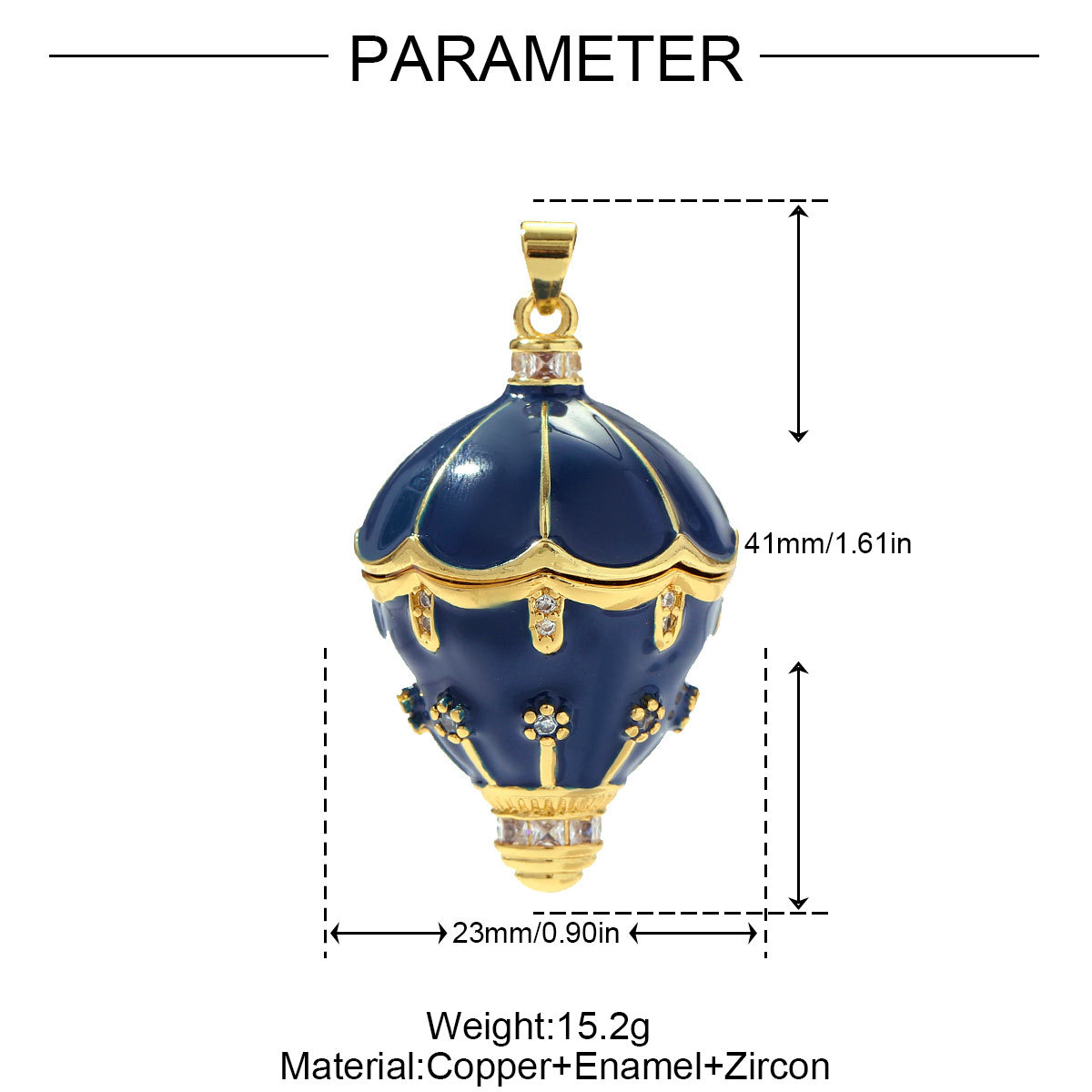 6pcs/pack French Romantic Turkey Hot-air Balloon Necklace Pendants Blue Copper Micro Zodiac DIY Charms Women Retro Jewelry