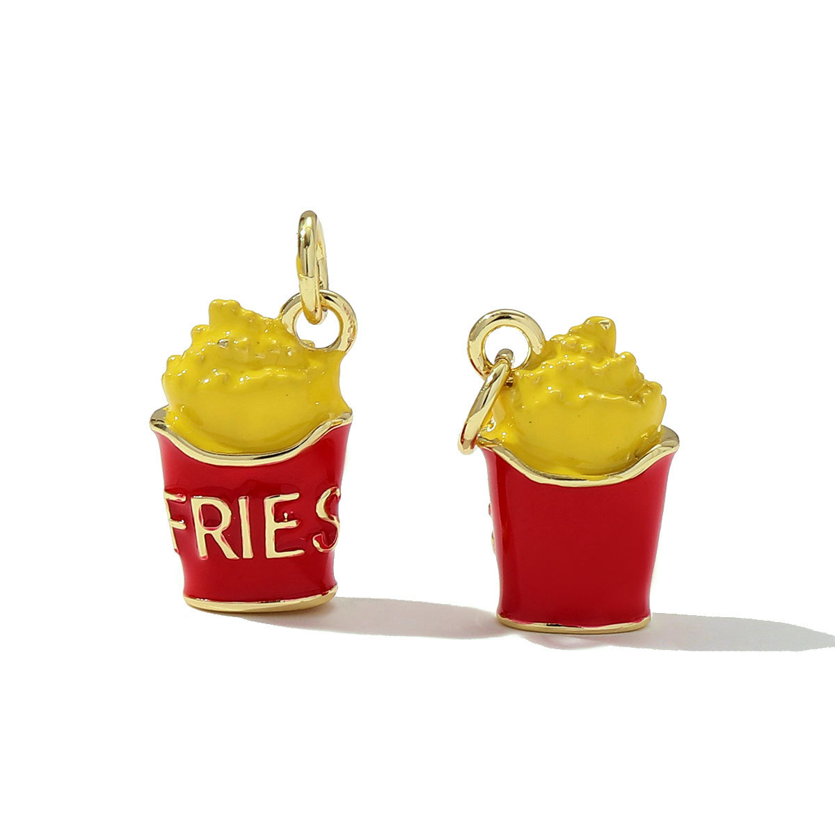 6pcs/pack Copper Micro Zodiac French Fries Popcorn Necklace Pendant Cocktail Hot Dog DIY Earring Charms Women Juice Jewelry