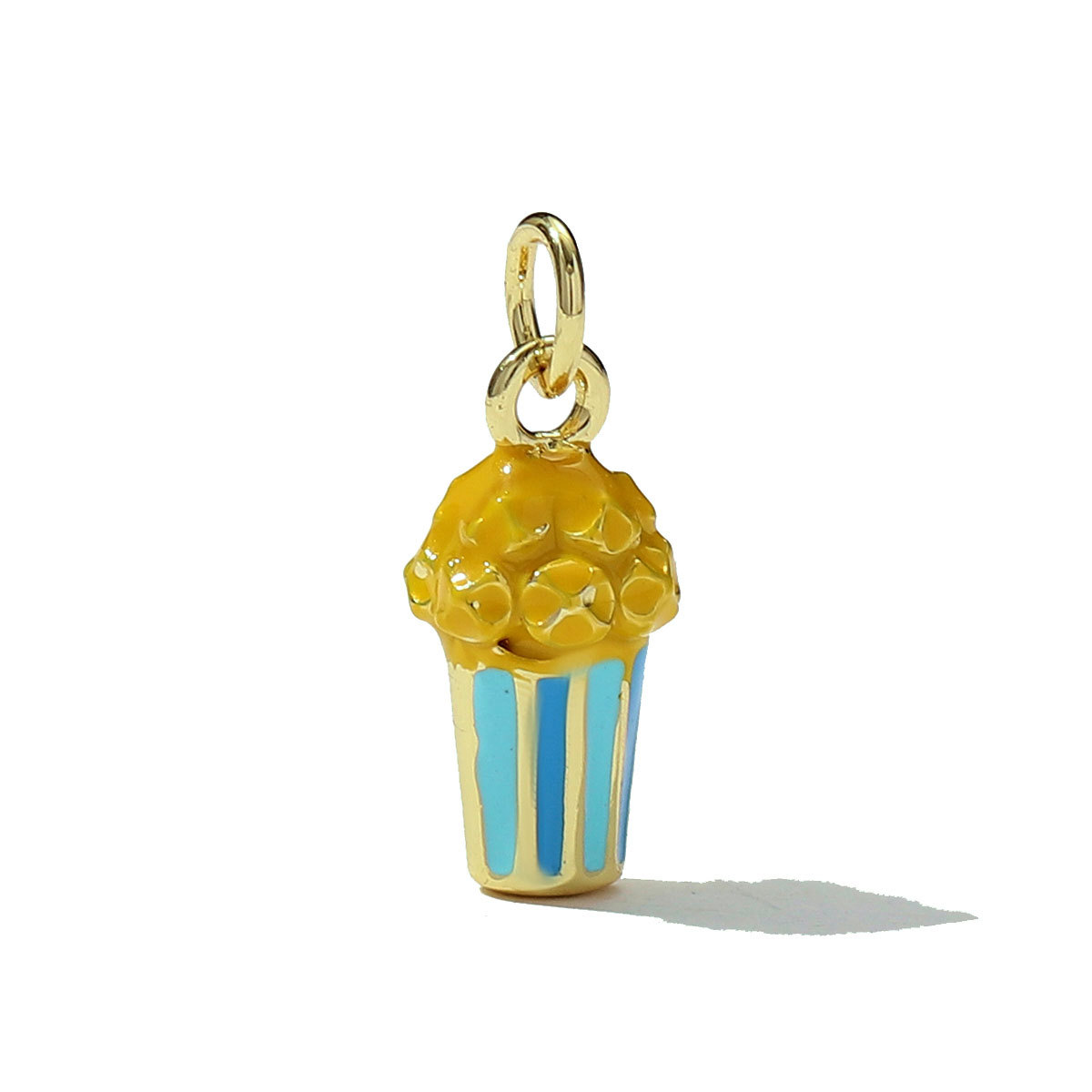 6pcs/pack Copper Micro Zodiac French Fries Popcorn Necklace Pendant Cocktail Hot Dog DIY Earring Charms Women Juice Jewelry