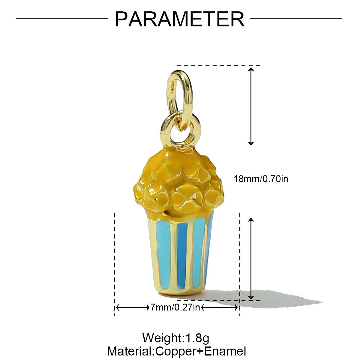 6pcs/pack Copper Micro Zodiac French Fries Popcorn Necklace Pendant Cocktail Hot Dog DIY Earring Charms Women Juice Jewelry