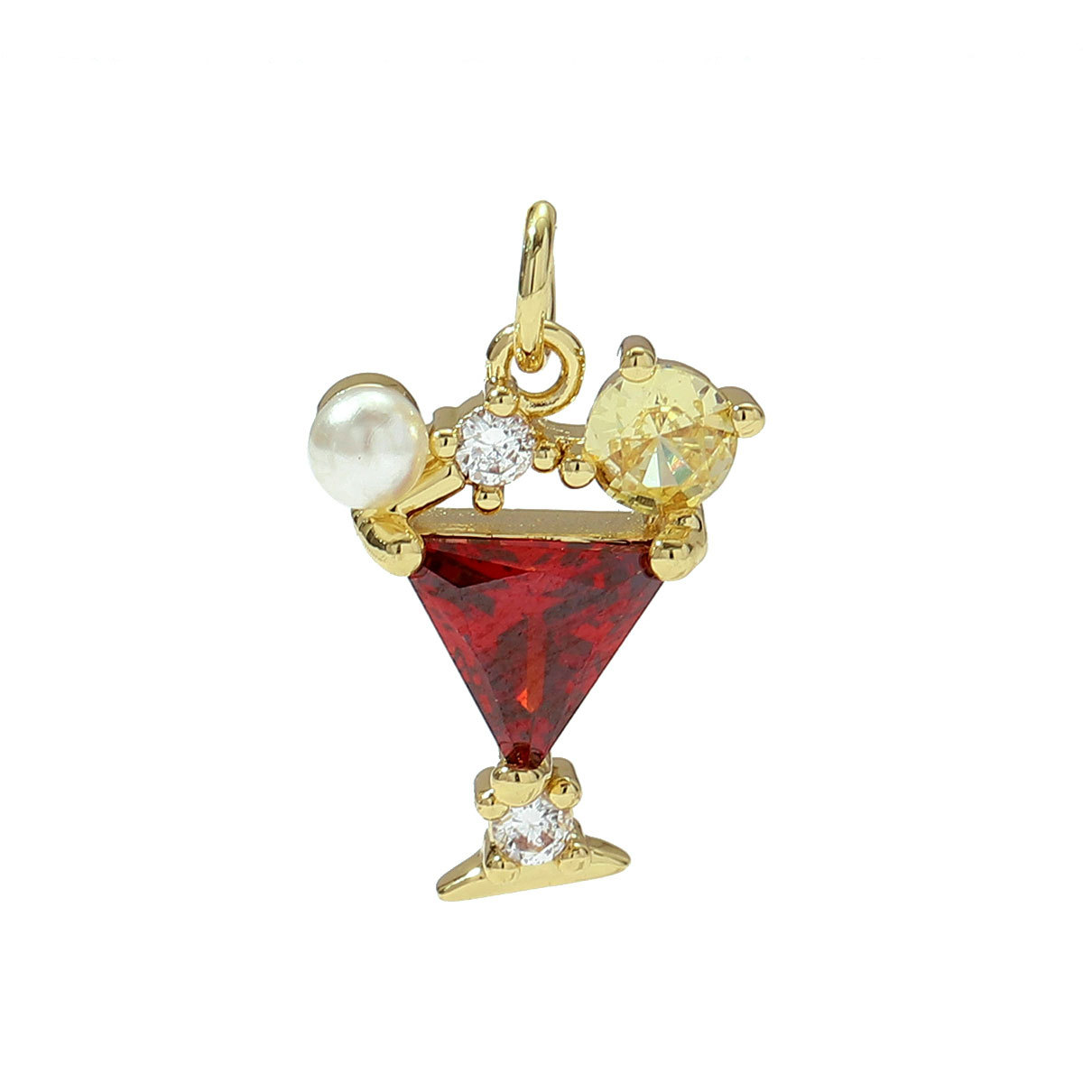 6pcs/pack Copper Micro Zodiac French Fries Popcorn Necklace Pendant Cocktail Hot Dog DIY Earring Charms Women Juice Jewelry