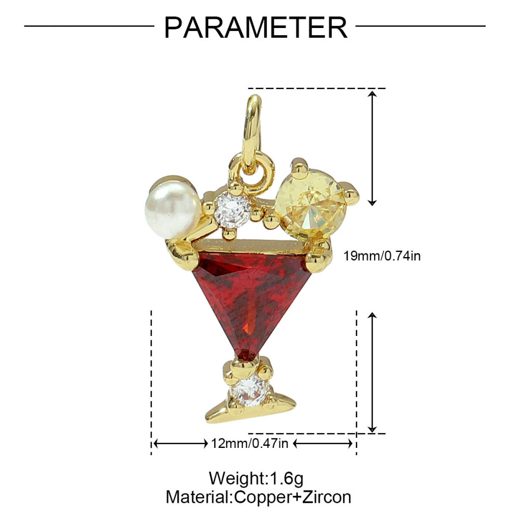 6pcs/pack Copper Micro Zodiac French Fries Popcorn Necklace Pendant Cocktail Hot Dog DIY Earring Charms Women Juice Jewelry