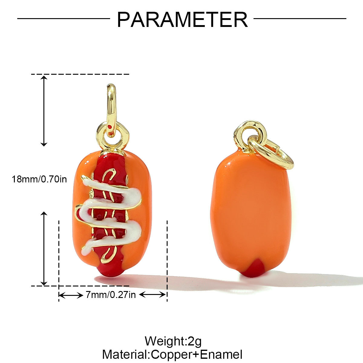 6pcs/pack Copper Micro Zodiac French Fries Popcorn Necklace Pendant Cocktail Hot Dog DIY Earring Charms Women Juice Jewelry