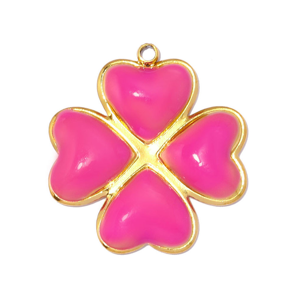 6pcs/pack Stainless Steel Enamel Clover DIY Earring Charms Rhinestone Moon Necklace Pendants Woman Heart Eye Jewelry Wholesale