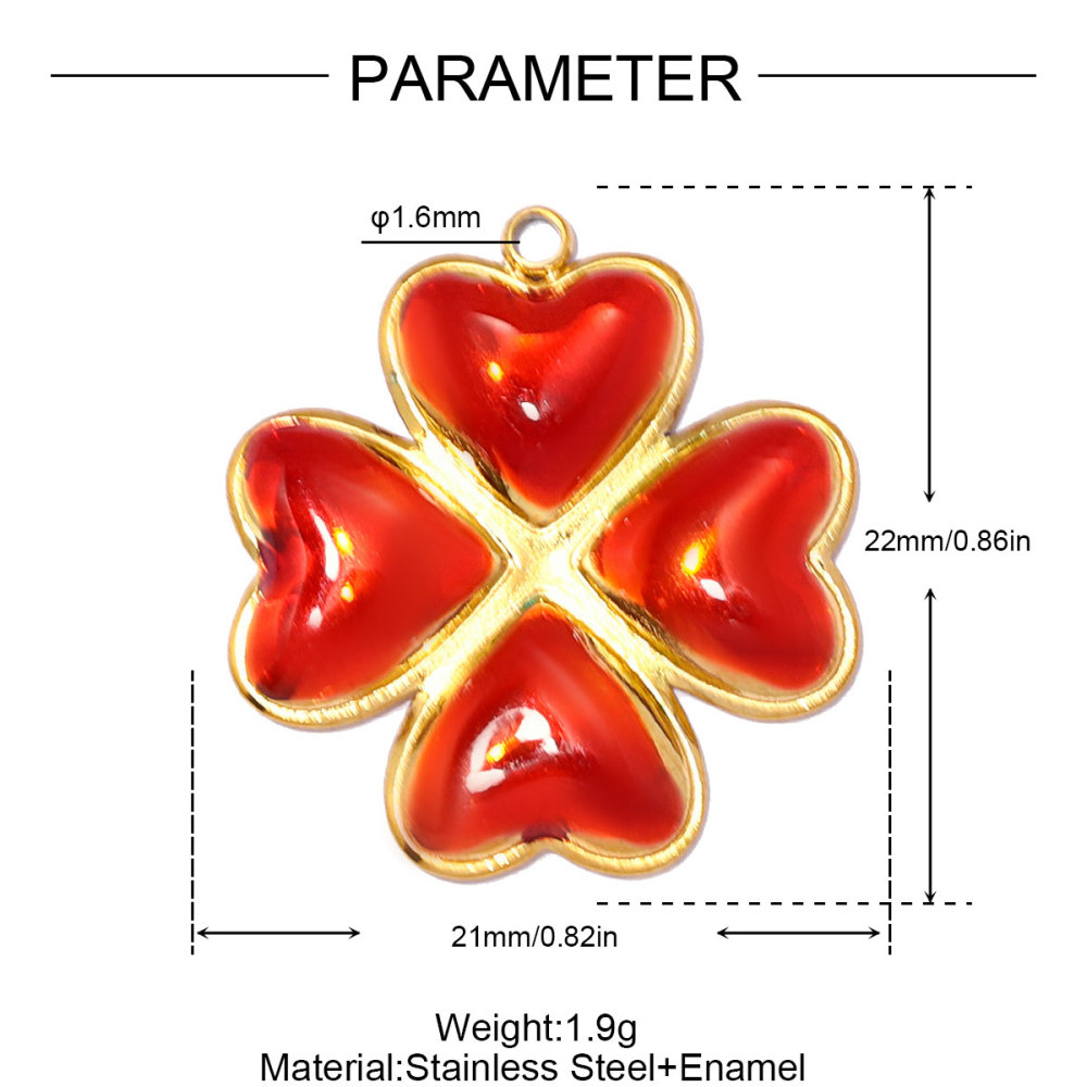 6pcs/pack Stainless Steel Enamel Clover DIY Earring Charms Rhinestone Moon Necklace Pendants Woman Heart Eye Jewelry Wholesale