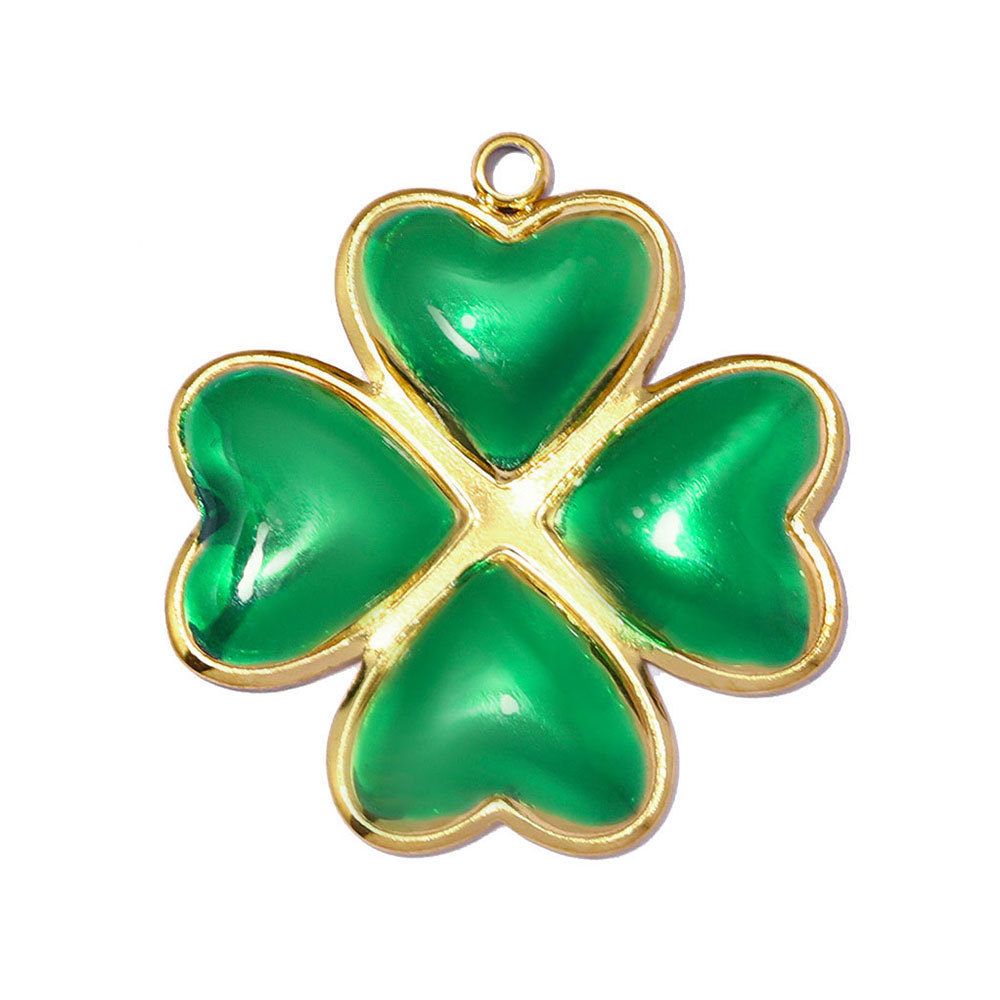 6pcs/pack Stainless Steel Enamel Clover DIY Earring Charms Rhinestone Moon Necklace Pendants Woman Heart Eye Jewelry Wholesale