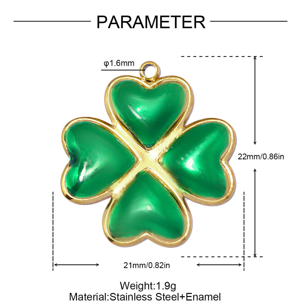 6pcs/pack Stainless Steel Enamel Clover DIY Earring Charms Rhinestone Moon Necklace Pendants Woman Heart Eye Jewelry Wholesale