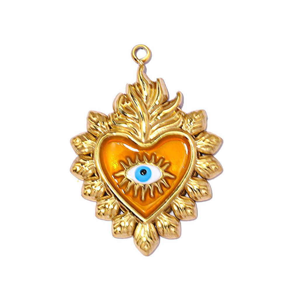 6pcs/pack Stainless Steel Enamel Clover DIY Earring Charms Rhinestone Moon Necklace Pendants Woman Heart Eye Jewelry Wholesale