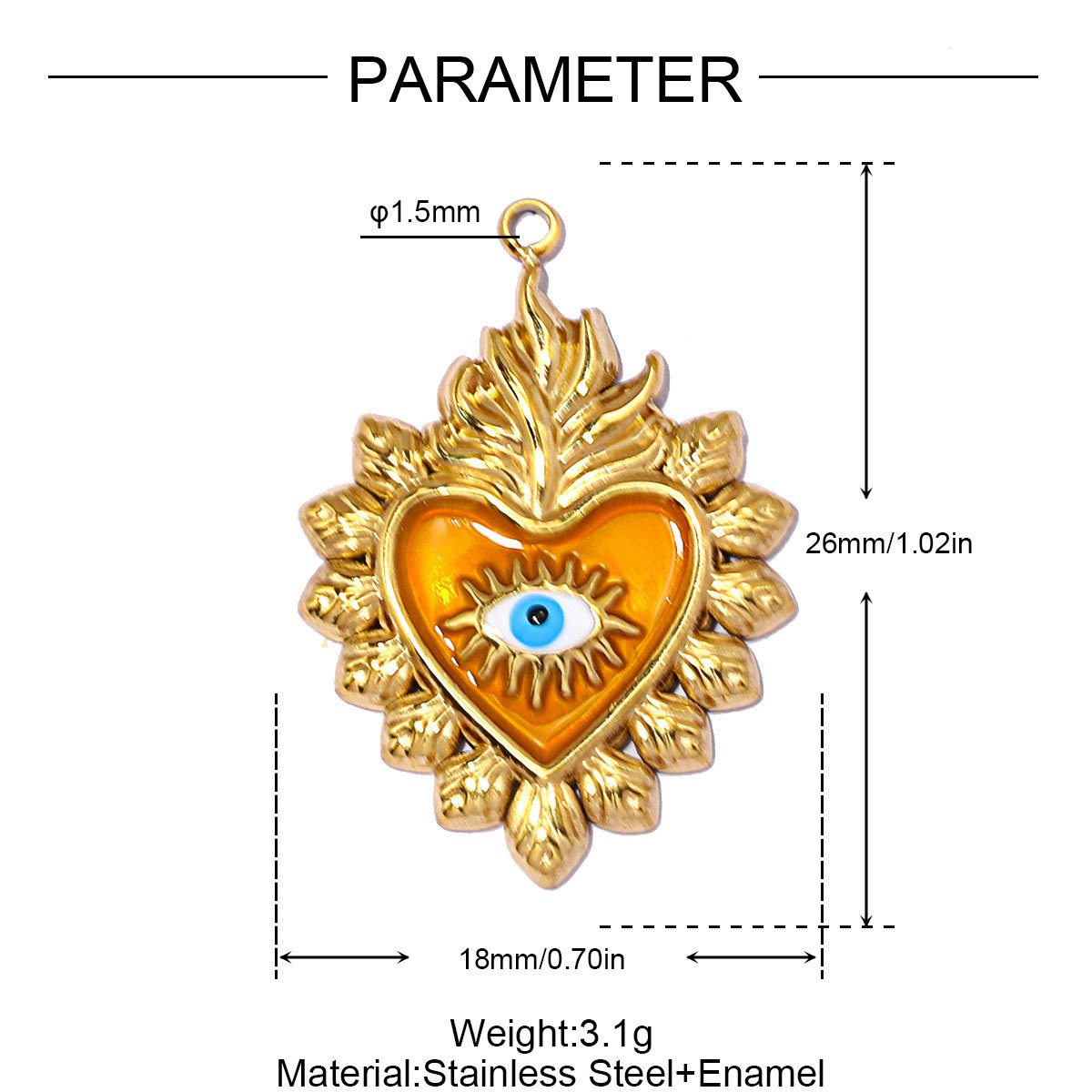 6pcs/pack Stainless Steel Enamel Clover DIY Earring Charms Rhinestone Moon Necklace Pendants Woman Heart Eye Jewelry Wholesale