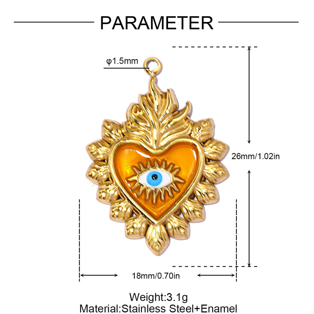 6pcs/pack Stainless Steel Enamel Clover DIY Earring Charms Rhinestone Moon Necklace Pendants Woman Heart Eye Jewelry Wholesale