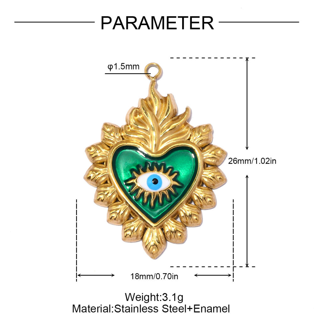 6pcs/pack Stainless Steel Enamel Clover DIY Earring Charms Rhinestone Moon Necklace Pendants Woman Heart Eye Jewelry Wholesale