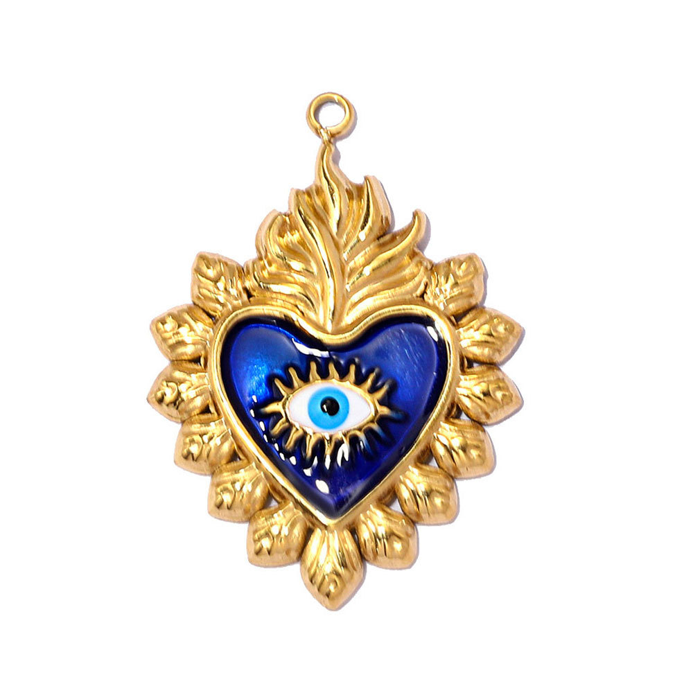 6pcs/pack Stainless Steel Enamel Clover DIY Earring Charms Rhinestone Moon Necklace Pendants Woman Heart Eye Jewelry Wholesale