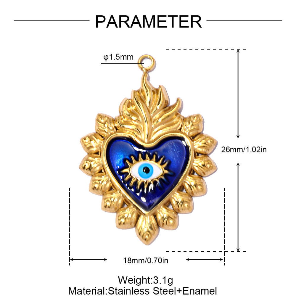 6pcs/pack Stainless Steel Enamel Clover DIY Earring Charms Rhinestone Moon Necklace Pendants Woman Heart Eye Jewelry Wholesale