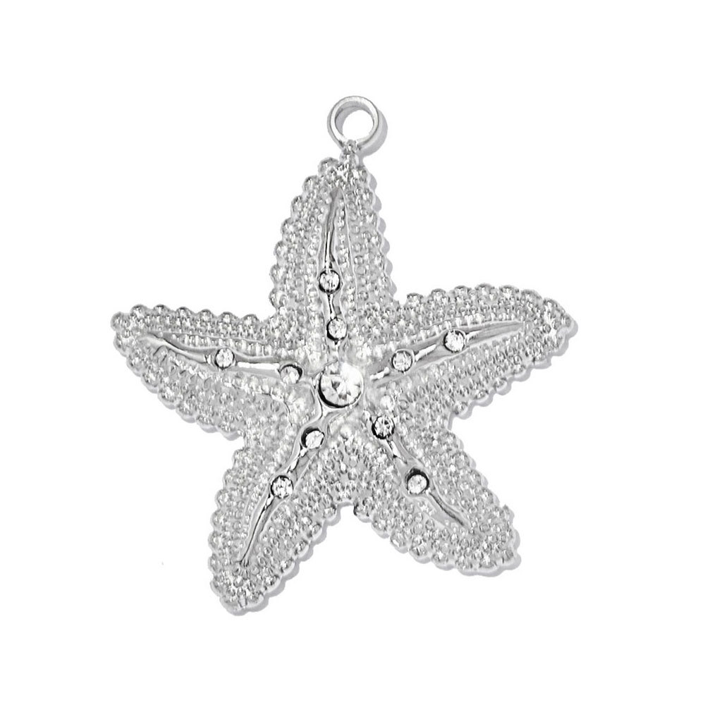 6pcs/pack Stainless Steel Rhinestone Starfish DIY Earring Charms Crab Lion Necklace Pendants Woman Jellyfish Round Jewelry Wholesale