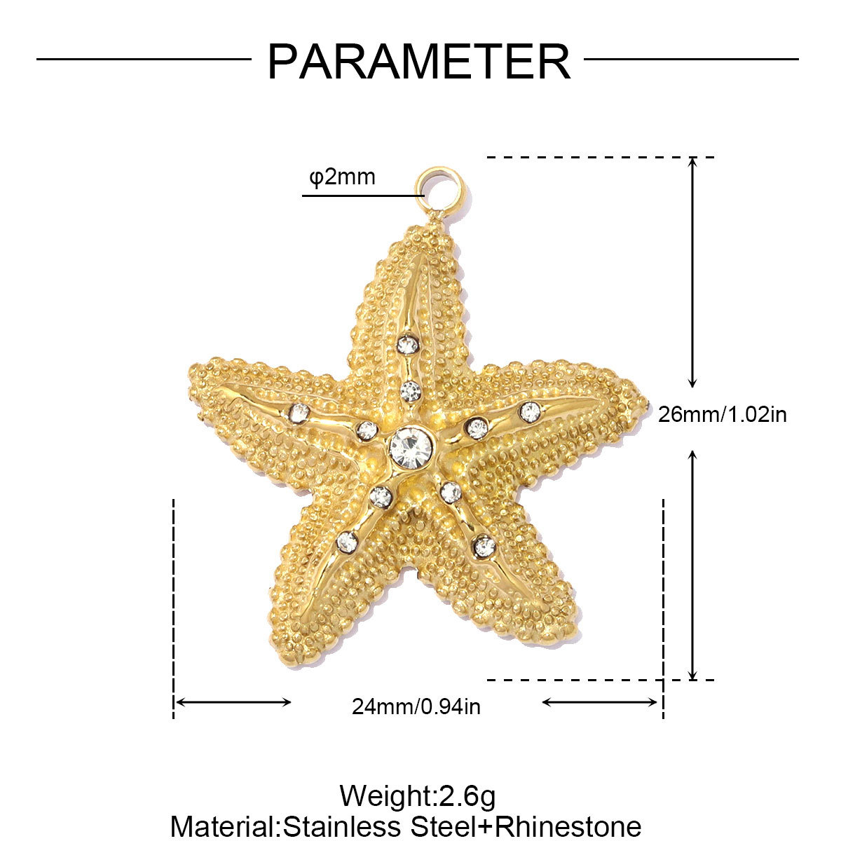 6pcs/pack Stainless Steel Rhinestone Starfish DIY Earring Charms Crab Lion Necklace Pendants Woman Jellyfish Round Jewelry Wholesale