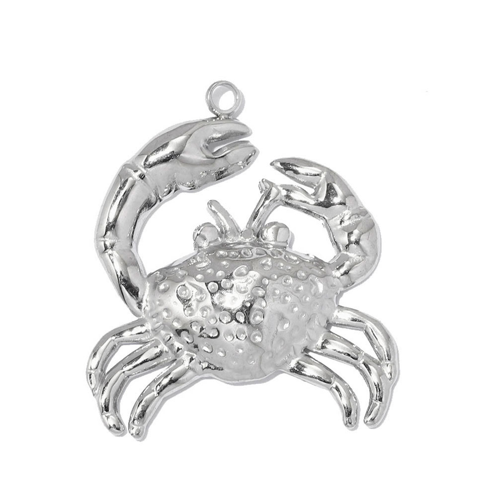 6pcs/pack Stainless Steel Rhinestone Starfish DIY Earring Charms Crab Lion Necklace Pendants Woman Jellyfish Round Jewelry Wholesale