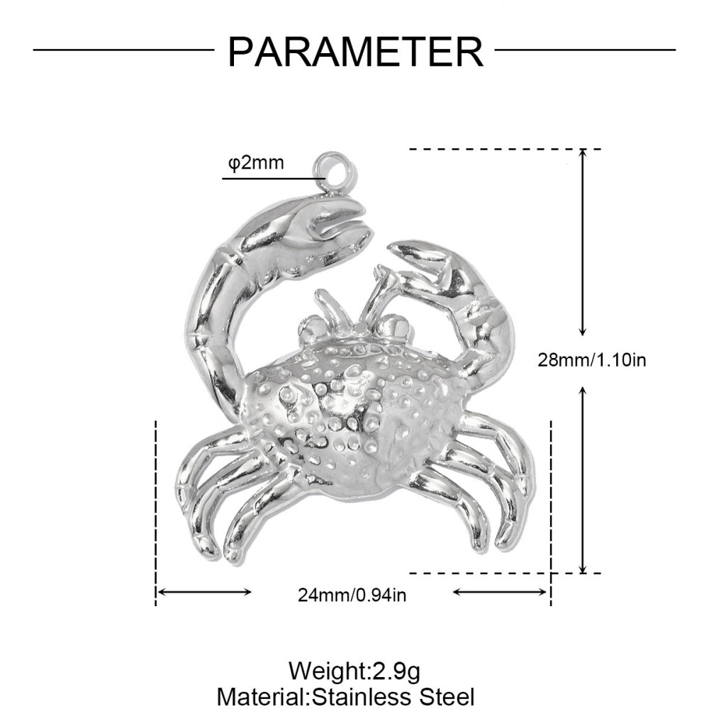6pcs/pack Stainless Steel Rhinestone Starfish DIY Earring Charms Crab Lion Necklace Pendants Woman Jellyfish Round Jewelry Wholesale