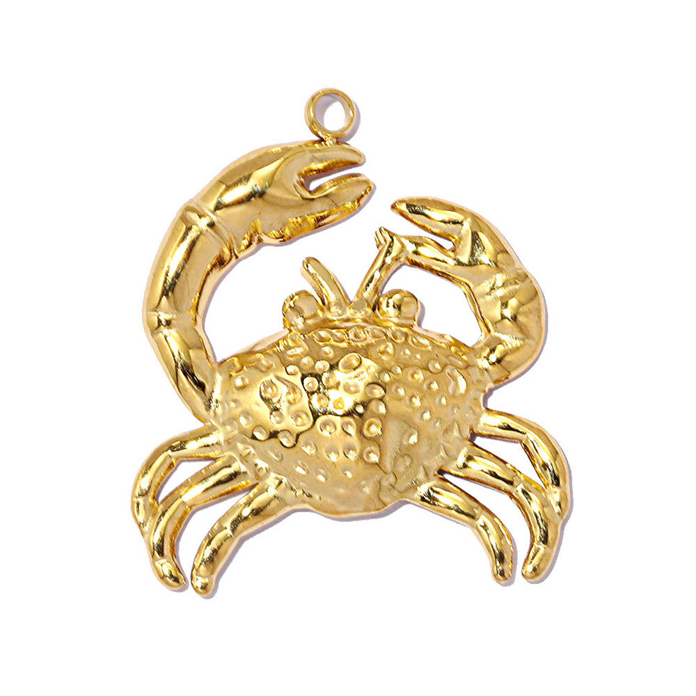 6pcs/pack Stainless Steel Rhinestone Starfish DIY Earring Charms Crab Lion Necklace Pendants Woman Jellyfish Round Jewelry Wholesale