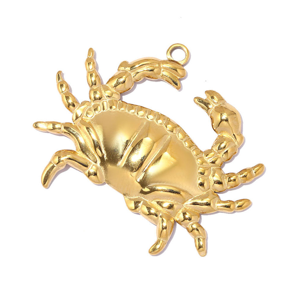 6pcs/pack Stainless Steel Rhinestone Starfish DIY Earring Charms Crab Lion Necklace Pendants Woman Jellyfish Round Jewelry Wholesale