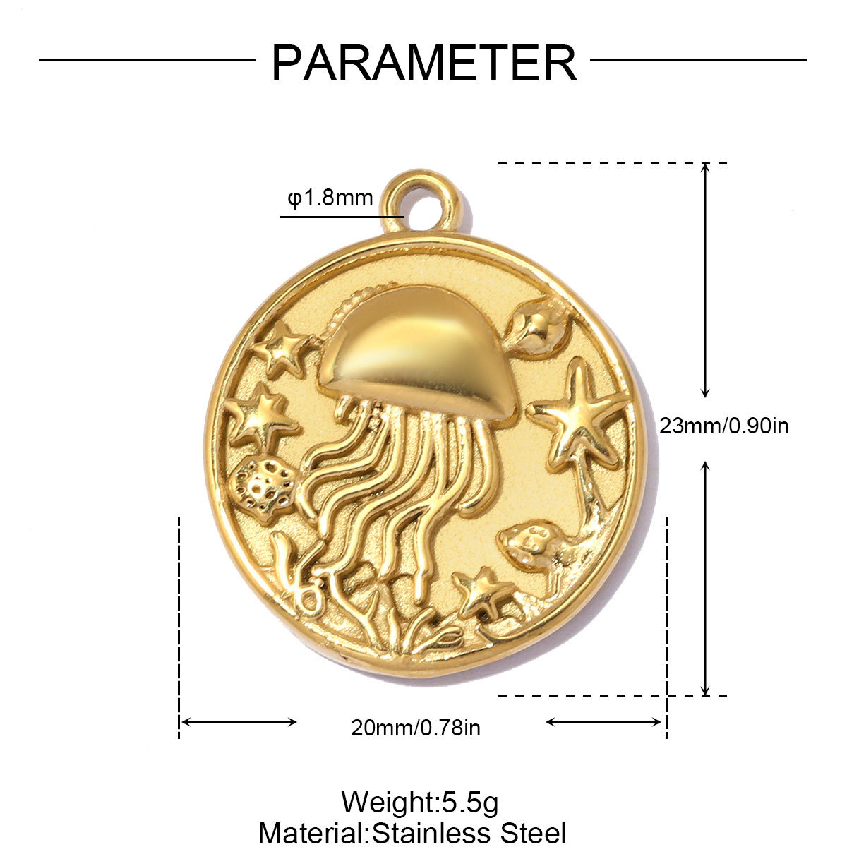 6pcs/pack Stainless Steel Rhinestone Starfish DIY Earring Charms Crab Lion Necklace Pendants Woman Jellyfish Round Jewelry Wholesale