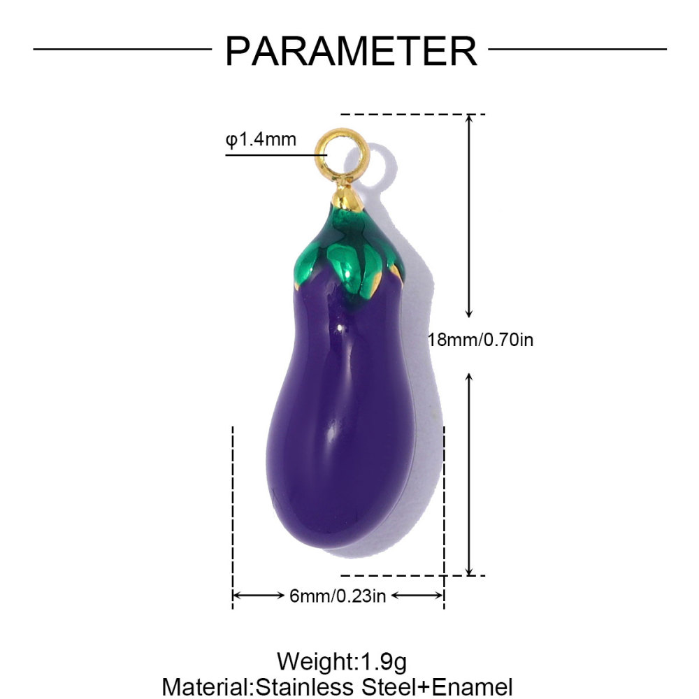 6pcs/pack Stainless Steel Enamel Eggplant Pumpkin DIY Charms Crab Lobster Necklace Pendant Woman Vegetable Jewelry Wholesale
