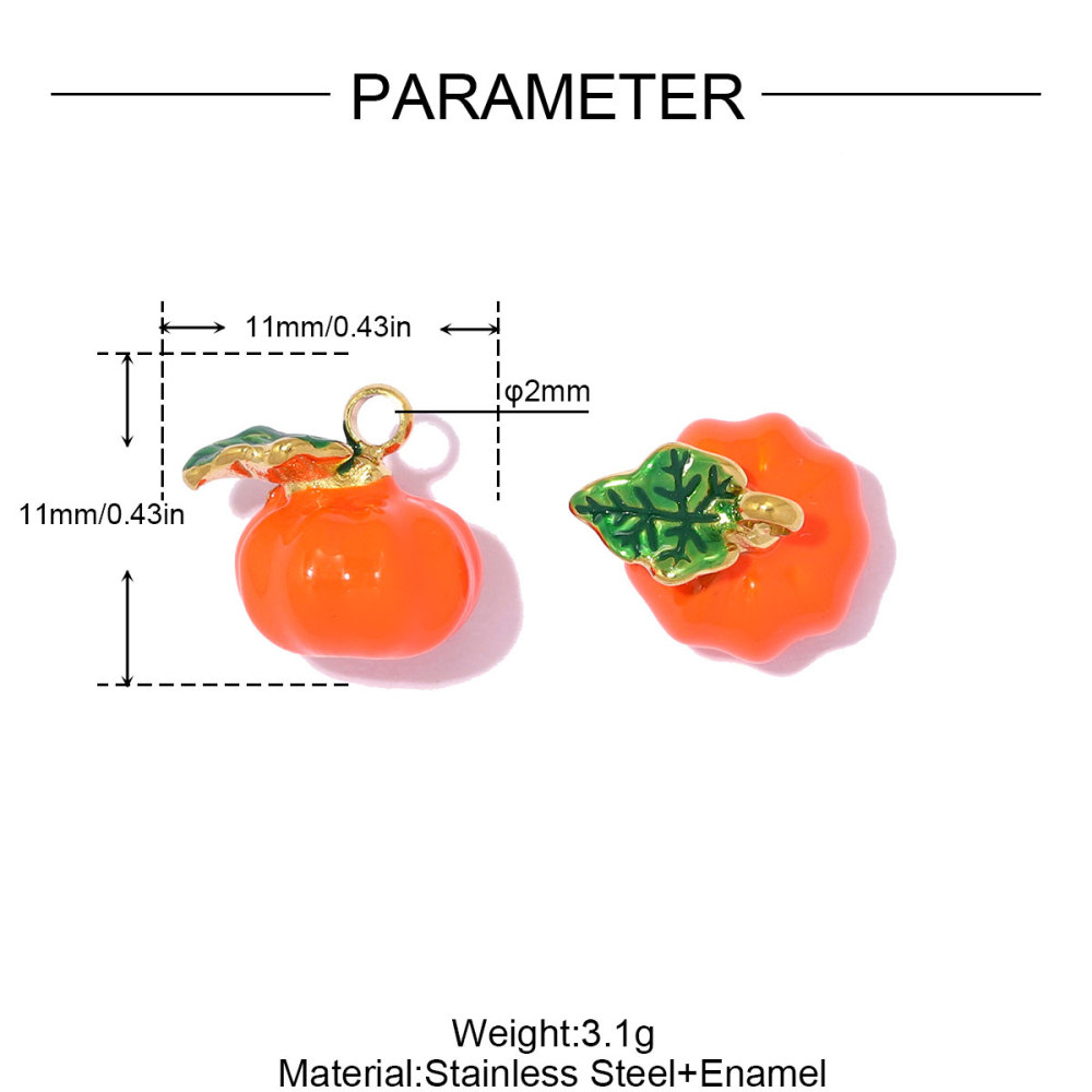 6pcs/pack Stainless Steel Enamel Eggplant Pumpkin DIY Charms Crab Lobster Necklace Pendant Woman Vegetable Jewelry Wholesale