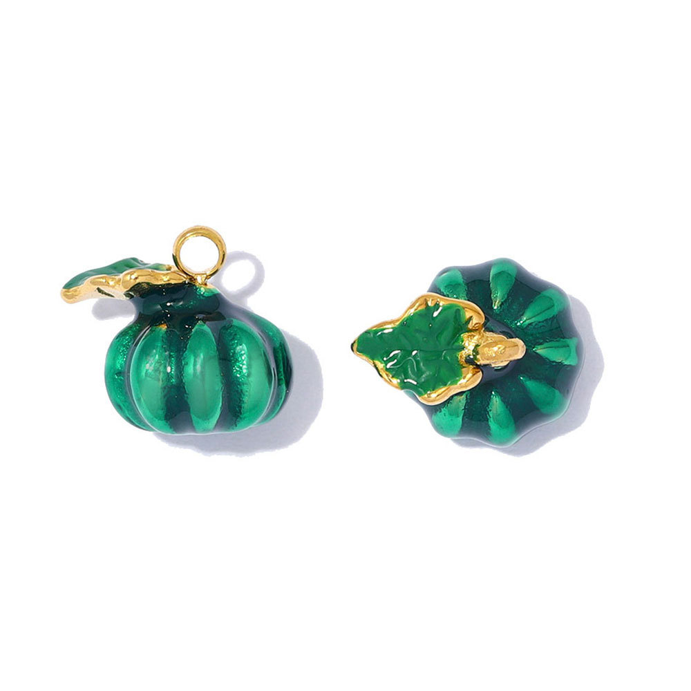 6pcs/pack Stainless Steel Enamel Eggplant Pumpkin DIY Charms Crab Lobster Necklace Pendant Woman Vegetable Jewelry Wholesale