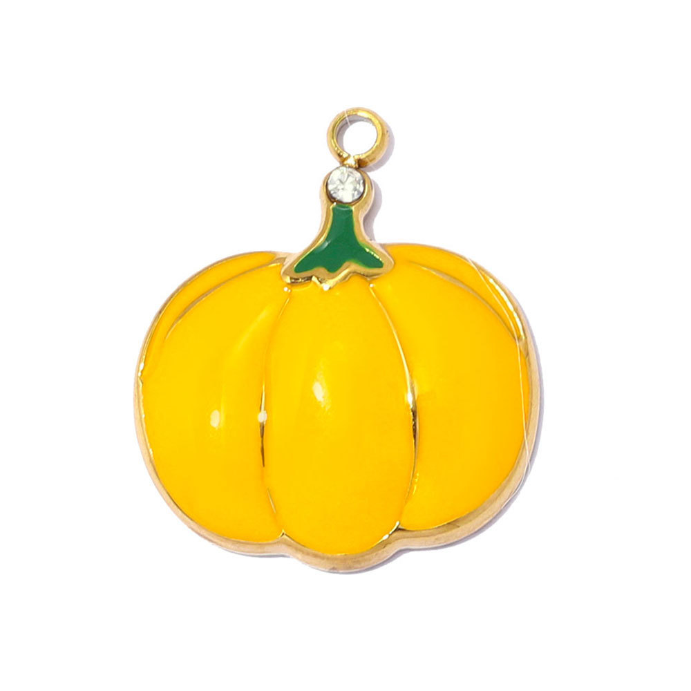 6pcs/pack Stainless Steel Enamel Eggplant Pumpkin DIY Charms Crab Lobster Necklace Pendant Woman Vegetable Jewelry Wholesale
