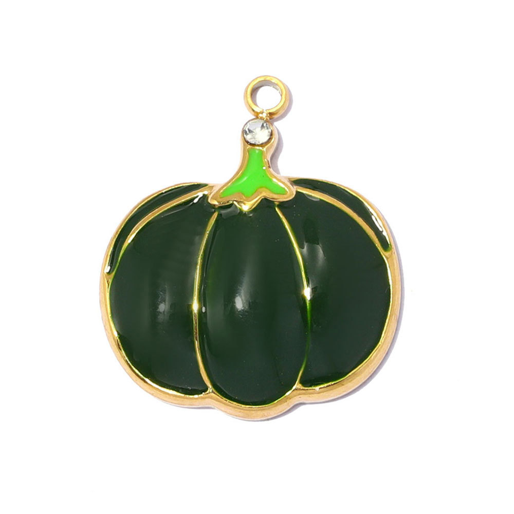 6pcs/pack Stainless Steel Enamel Eggplant Pumpkin DIY Charms Crab Lobster Necklace Pendant Woman Vegetable Jewelry Wholesale