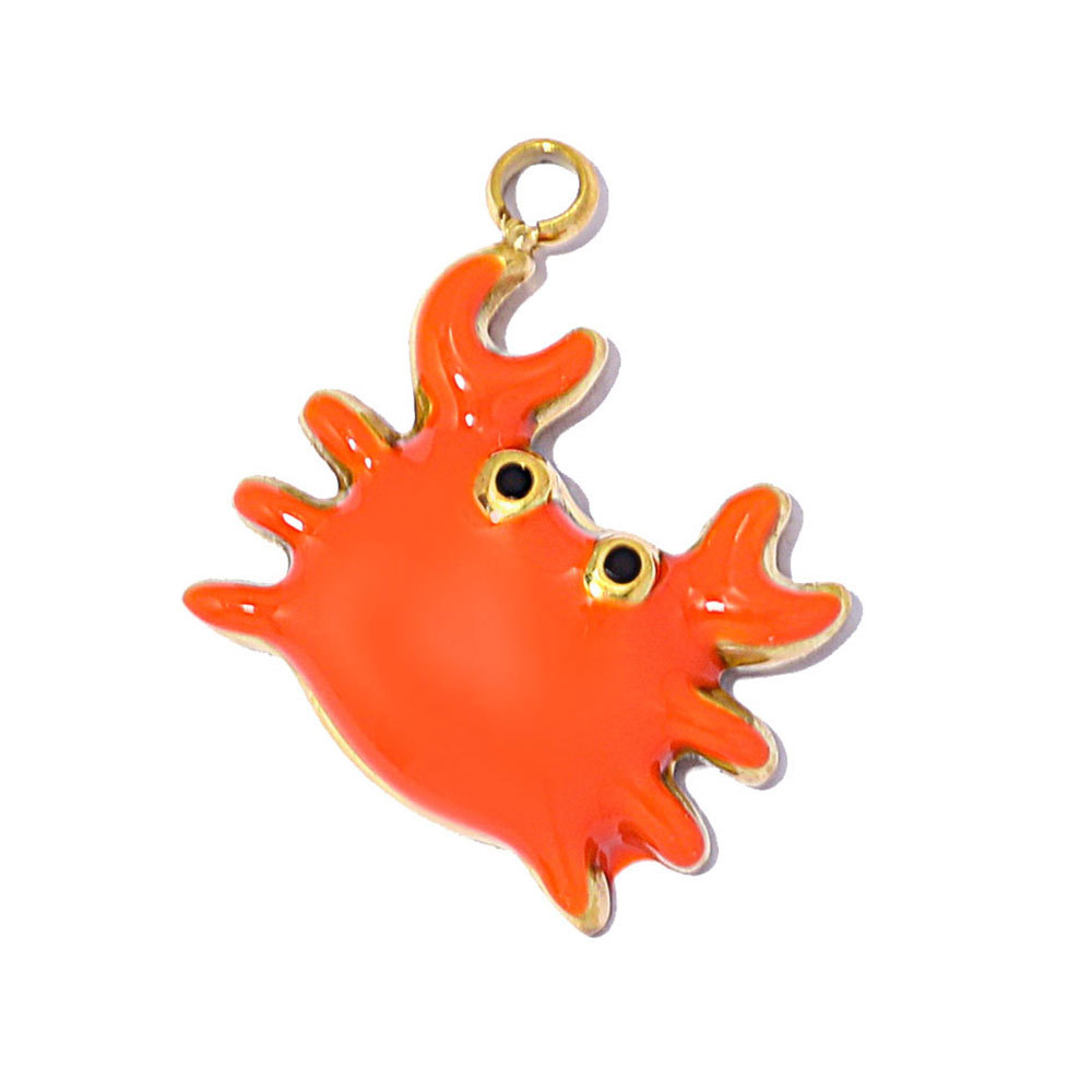 6pcs/pack Stainless Steel Enamel Eggplant Pumpkin DIY Charms Crab Lobster Necklace Pendant Woman Vegetable Jewelry Wholesale