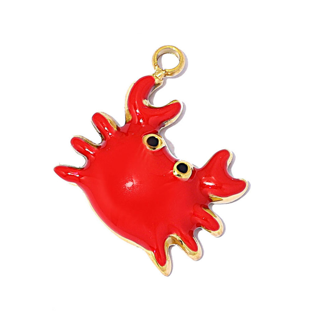 6pcs/pack Stainless Steel Enamel Eggplant Pumpkin DIY Charms Crab Lobster Necklace Pendant Woman Vegetable Jewelry Wholesale