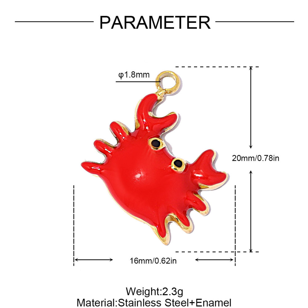 6pcs/pack Stainless Steel Enamel Eggplant Pumpkin DIY Charms Crab Lobster Necklace Pendant Woman Vegetable Jewelry Wholesale