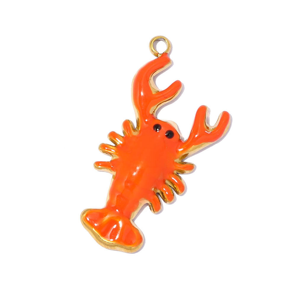 6pcs/pack Stainless Steel Enamel Eggplant Pumpkin DIY Charms Crab Lobster Necklace Pendant Woman Vegetable Jewelry Wholesale