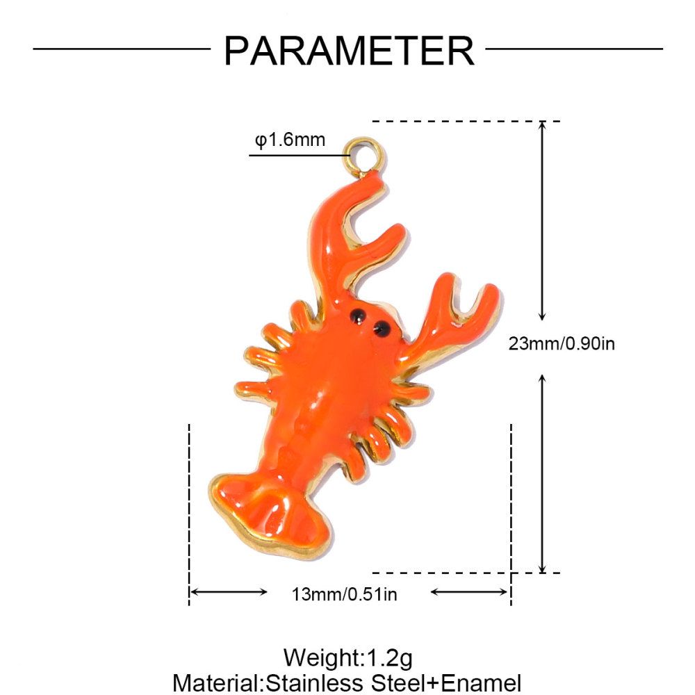 6pcs/pack Stainless Steel Enamel Eggplant Pumpkin DIY Charms Crab Lobster Necklace Pendant Woman Vegetable Jewelry Wholesale