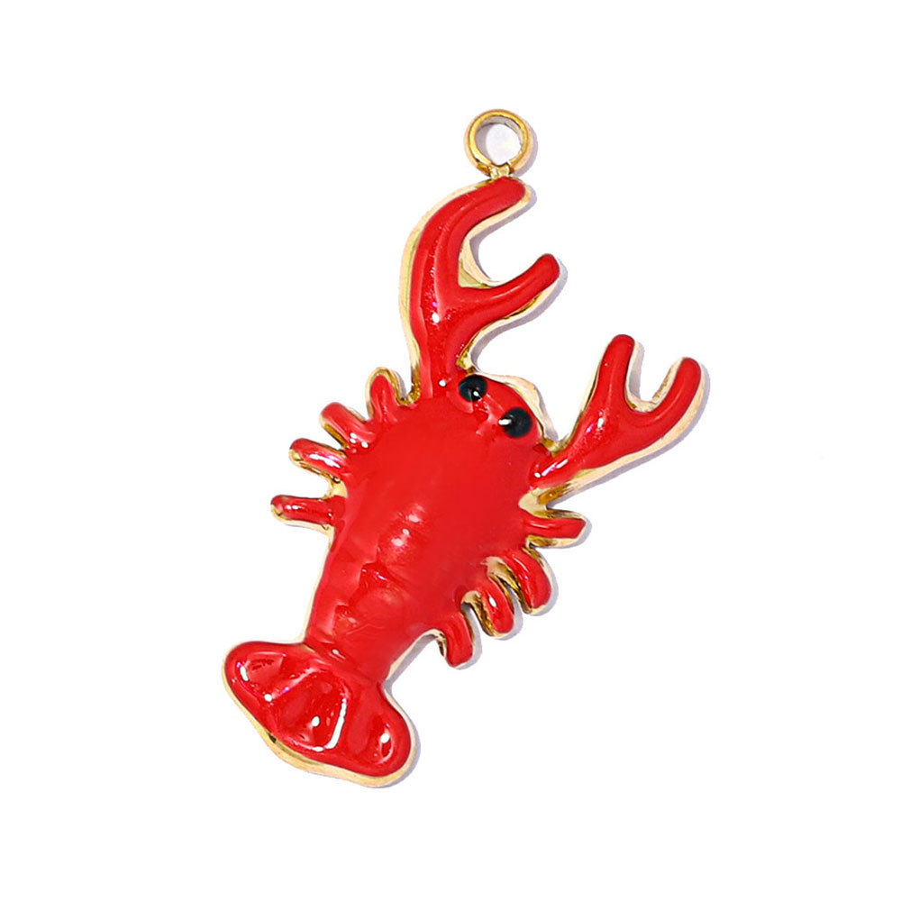6pcs/pack Stainless Steel Enamel Eggplant Pumpkin DIY Charms Crab Lobster Necklace Pendant Woman Vegetable Jewelry Wholesale