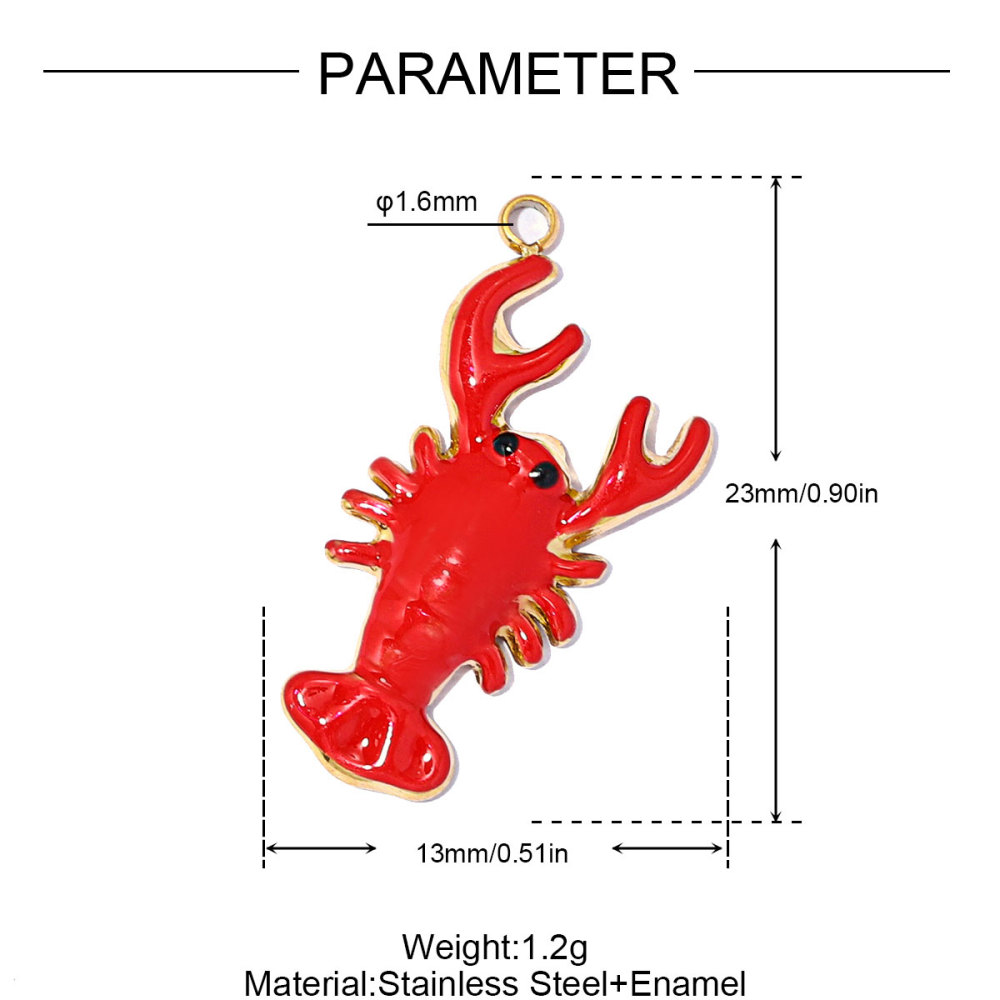 6pcs/pack Stainless Steel Enamel Eggplant Pumpkin DIY Charms Crab Lobster Necklace Pendant Woman Vegetable Jewelry Wholesale