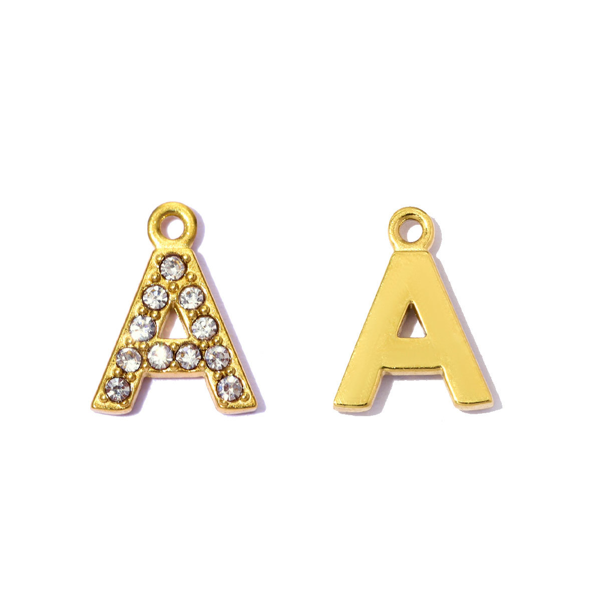 6pcs/pack Stainless Steel Rhinestone A-Z Initial Name DIY Earring Charms English Letter Alphabet Necklace Pendant Woman Jewelry